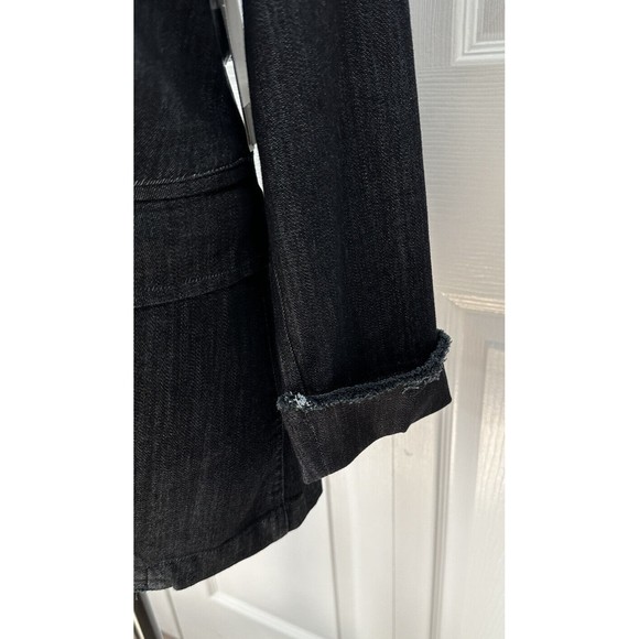 NIC+ZOE Womens Black M Denim Blazer Asymmetrical Button Jean Jacket MSRP $188 - Picture 2 of 8
